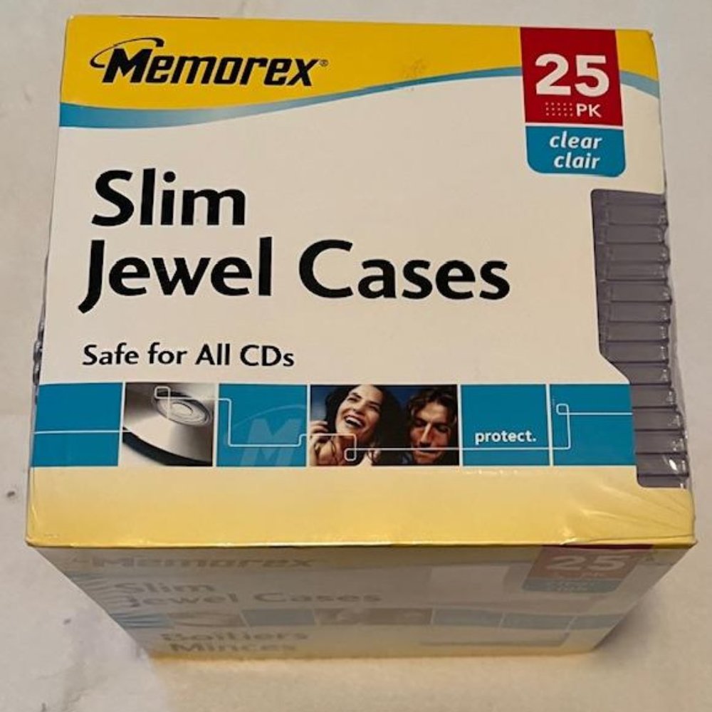 Memorex Slim Jewel Cases Clear CD 25 Pack (new, unopened)
